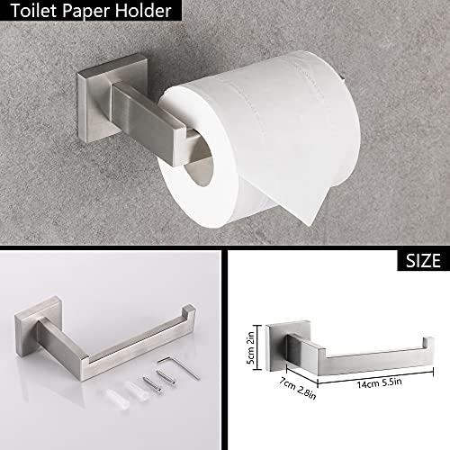 DUFU Juego de Toalleros de Baño - Juego de Accesorios de Baño de Acero Inoxidable de 4 Piezas Barra de Toalla + Portarrollo de Papel Higiénico + Gancho Soportes de Toalla Montados en la Pared