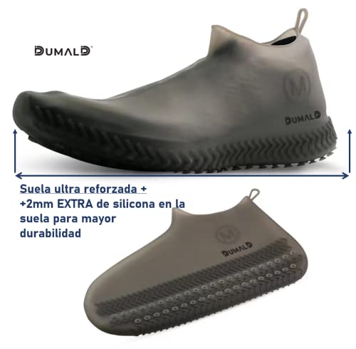 dumald- Cubre zapatos lluvia, resistente. Cubre zapatos impermeable silicona, suela reforzada & anti-deslizante. Fácil de poner & Unisex. Cubrecalzado impermeable. Botas de agua escarpines (L)