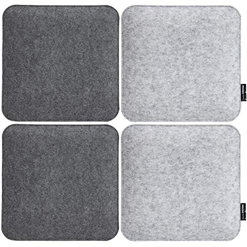 DuneDesign 4 Cojínes de Fieltro para Sillas 35x35cm Cuadrado 30mm 2-Colores Gris