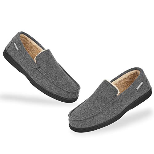 Dunlop Zapatillas Casa Hombre | Pantuflas Estilo Mocasines Cerradas | Zapatillas de Casa Invierno Calientes Suela de Goma Dura | Regalos Originales para Hombre (43, Gris Oscuro, numeric_43)