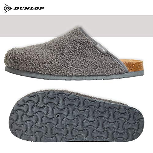 Dunlop Zapatillas Casa Hombre, Pantuflas Hombre De Forro Suave, Zapatillas Hombre con Suela Antideslizante Interior Exterior, Regalos para Hombres y Chicos Adolescentes (Gris, Numeric_44)