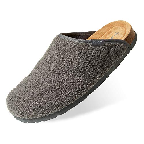 Dunlop Zapatillas Casa Hombre, Pantuflas Hombre De Forro Suave, Zapatillas Hombre con Suela Antideslizante Interior Exterior, Regalos para Hombres y Chicos Adolescentes (Gris, Numeric_44)