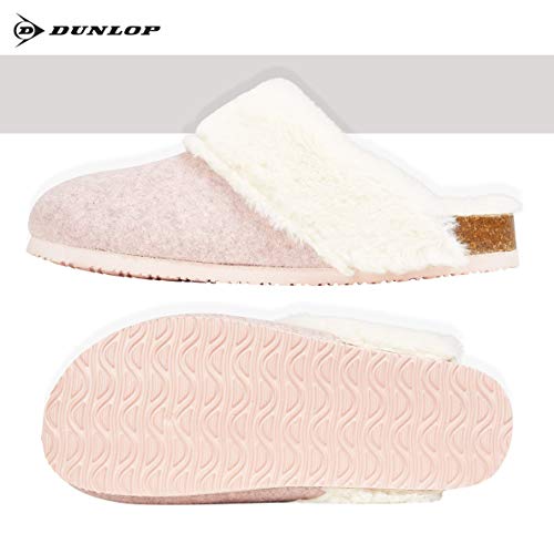 Dunlop Zapatillas Mujer, Zapatillas Casa Mujer con Forro Polar, Pantuflas Mujer Suela de Goma Antideslizante, Regalos para Mujer y Adolescentes Talla 36-41 (Rosa, Numeric_37)