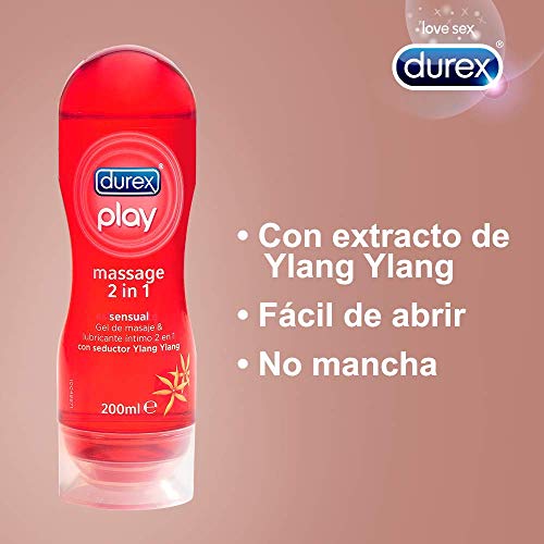 Durex Gel Lubricante Massage Sensual + Gel Intense | Pack Geles Sexuales, Negro, 2 Unidad, 210 Mililitro