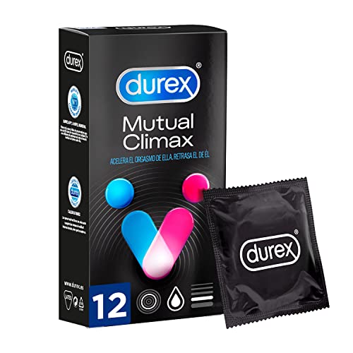 Durex Mutual Climax Preservativos Con Puntos Y Estrías Para Ella Y Efecto Retardante Eyaculación para Él - 12 condones