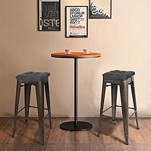 DYHQQ Cojín de Asiento Cuadrado, Taburete de Bar súper Suave Cojín de Asiento Cuadrado con Lazos, Solo una Almohadilla, Gris-Negro (12 '' (30 cm),A