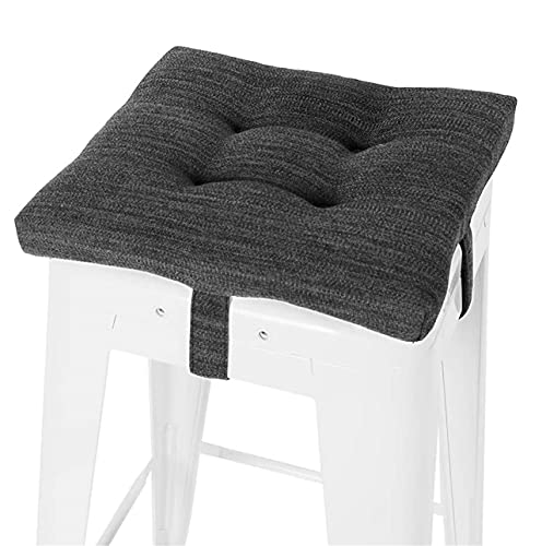 DYHQQ Cojín de Asiento Cuadrado, Taburete de Bar súper Suave Cojín de Asiento Cuadrado con Lazos, Solo una Almohadilla, Gris-Negro (12 '' (30 cm),A