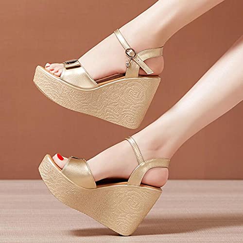 DZQQ 2021 Verano Mujer Sandalias Plataforma Sandalias de cuña Mujer Cremallera Zapatos de Verano sólidos Sandalias de Gladiador tamaño Grande 32-43