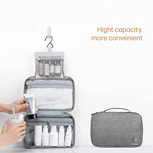 ebrainit bolsa de aseo unisex 3 contenedores organizador bolsa aseo rectangular cómodo Neceser Maquillaje viaje pequeño y lleno de bolsillos