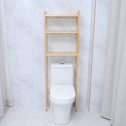 EBTOOLS Estantería de Baño sobre Inodoro, Estante WC Madera 3 Niveles Organizador Almacenamiento Compacto Encima del Inodoro Baño, 50x20x154 cm (Tipo 1)