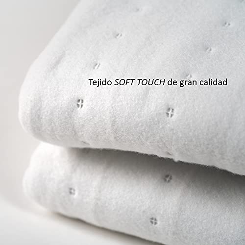 ECODE Calienta Camas 140 x 160 cm. Mando con 3 Niveles de Calor, Apagado automático 180 Minutos, Color Blanco