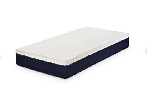 Ecus Kids Care Junior Colchón Juvenil para Cama Normal, Blanco/Azul, 190x090x25