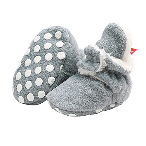 EDOTON Botas de Niño Calcetín Invierno Soft Sole Crib Raya de Caliente Boots de Algodón para Bebés (0-6 Meses, Gris, Tamaño de Etiqueta 11)