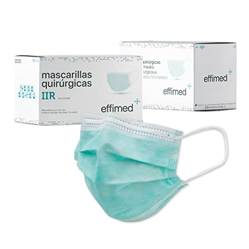 EFFIMED - Mascarilla desechable 3 capas Tipo II R - Mascarillas quirúrgicas homologadas - Made in España - 50 unidades mascarillas higiénicas - Verdes