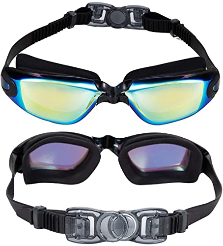 ehomiiii - Gafas de natación, sin fugas, protección UV antivaho, suave puente nasal de silicona para hombres, mujeres y niños