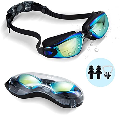 ehomiiii - Gafas de natación, sin fugas, protección UV antivaho, suave puente nasal de silicona para hombres, mujeres y niños