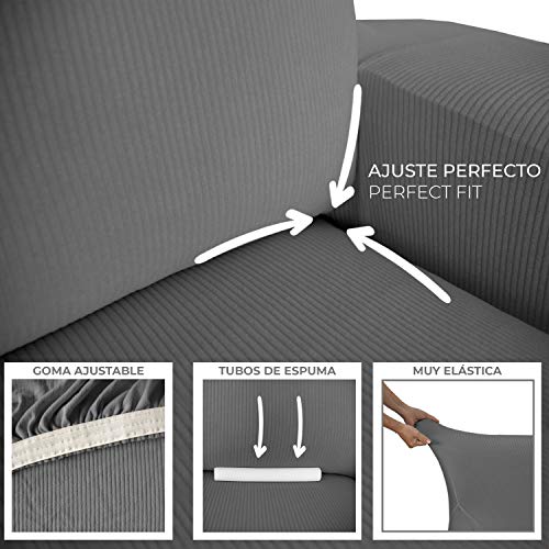 Eiffel Textile Rústica Relax - Funda Sillon Elastica, Protector Adaptable, Gris, 70-110 cm