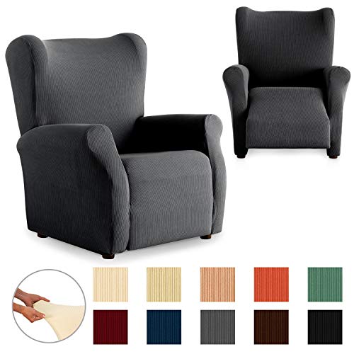 Eiffel Textile Rústica Relax - Funda Sillon Elastica, Protector Adaptable, Gris, 70-110 cm