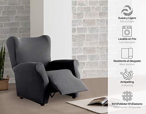 Eiffel Textile Rústica Relax - Funda Sillon Elastica, Protector Adaptable, Gris, 70-110 cm