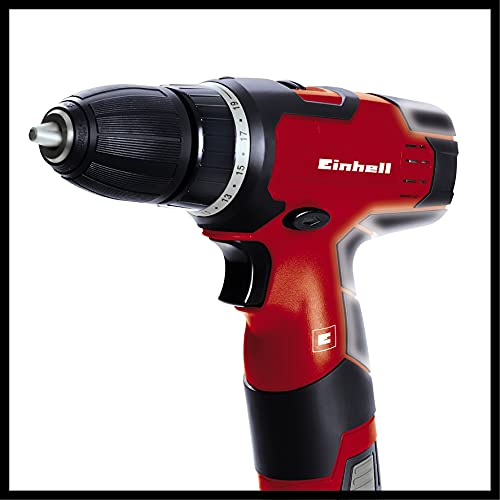 Einhell destornillador inalámbrico - TH-CD 12-2 Li - 12V, 1.3Ah, 24Nm, parada rápida, agarre suave, caja de cambios de 2 velocidades, 20 pasos de par, bloqueo del eje, estuche y cargador