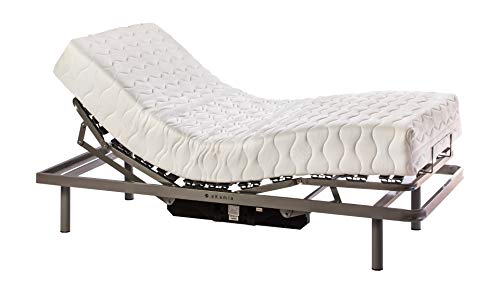 ekamia - Cama Articulada Eléctrica Eris con Colchón Luka - 135cm x 190cm, Mando con Cable