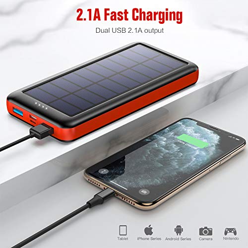 Ekrist Cargador Solar 26800mAh Power Bank de Carga Rápida Batería Externa Movil con [Tipo C Recarga Rápida] Solar Cargador Portatil para iPhone Samsung Android Móviles Tableta