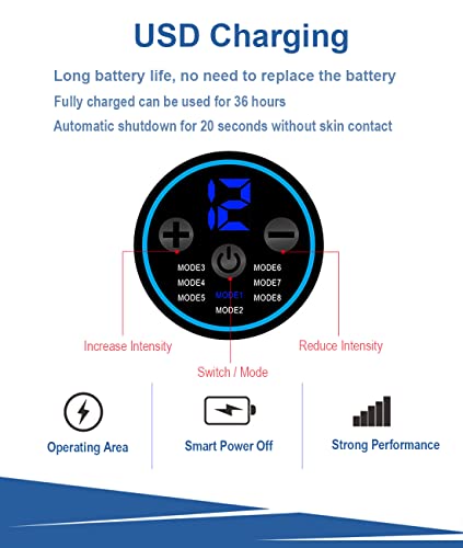 Electroestimulador Muscular Abdominales,Electroestimulador Muscular,Abdominales Cinturón,EMS Estimulador Mmuscular con USB,6 Modos de Ejercicio,Adecuados para Hombres y Mujeres
