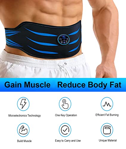 Electroestimulador Muscular Abdominales,Electroestimulador Muscular,Abdominales Cinturón,EMS Estimulador Mmuscular con USB,6 Modos de Ejercicio,Adecuados para Hombres y Mujeres