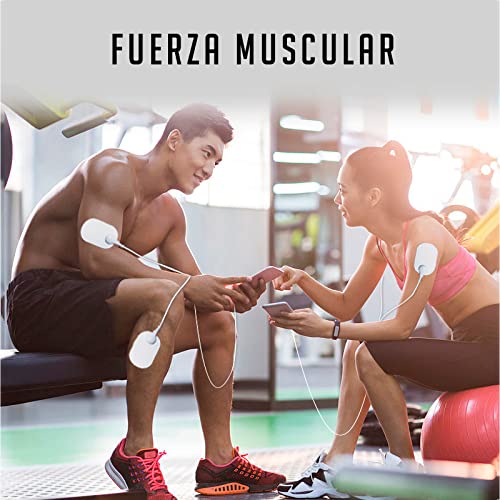 Electroestimulador Muscular para MOVIL [Ideal Principiantes] Tens EMS, Gimnasia pasiva, Masaje con Corrientes, Rehabilitación y Fisioterapia Profesional con Electrodos