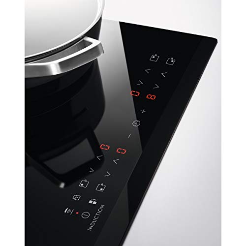 Electrolux LIT60336 Placa inducción, Biselada, Extraplana de 3 zonas, Función Puente, Calentamiento rápido automático, Conexión con campana compatible, Temporizador, Control táctil, Negro, 60 cm