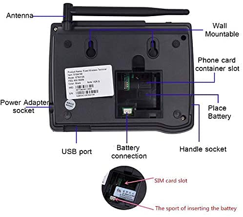 Elikliv Teléfono Inalámbrico de Escritorio con Tarjeta de gsm/SIM, Fijo-móvil de Hogar con Radio FM, Radioteléfono Montaje en Pared