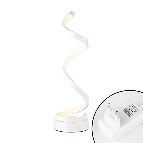 ELINKUME espiral LED lámpara de mesa, curvo LED lámpara de escritorio regulable, diseño minimalista moderno, 12W luz blanca cálida, Creative acrílico LED modelado lámpara de cabecera (blanco)