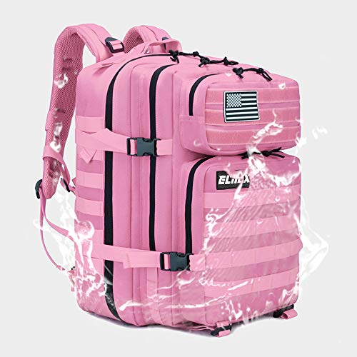 Elitex Mochila 25L Tactica Militar Color Rosa Bandera USA Impermeable para Deporte, Gimnasio, Aire Libre Oxford 900D