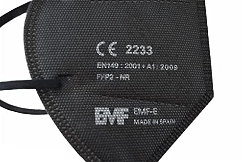 EMF Mascarillas negras 5 capas (FFP2 NR), 20 unidades. Hechas en España, marcado CE,