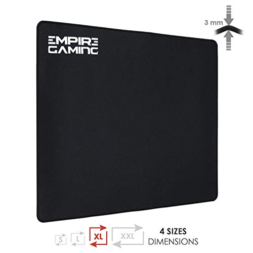 EMPIRE GAMING - Alfombrilla de ratón Gamer Arena -Tamaño XL - 46 x 40 x 3 cm - Superficie Ultra Lisa - Mejora la Velocidad y la precisión - Rebordes cosidos - Base de Goma Antideslizante - Negro