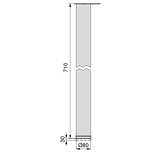 Emuca 3048125 - Pie de mesa regulable Ø 80 x 710 mm de acero pintado aluminio metalizado