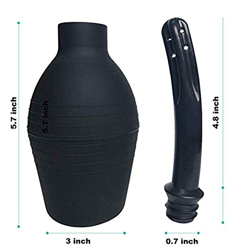 Enema Bulbo de Primera Calidad de 310ml Ducha Vaginal de Silicone Limpiador Anal Ducha Anal y Vaginal y Laxante Limpiador Vaginal para Hombres y Mujeres (NEGRO)