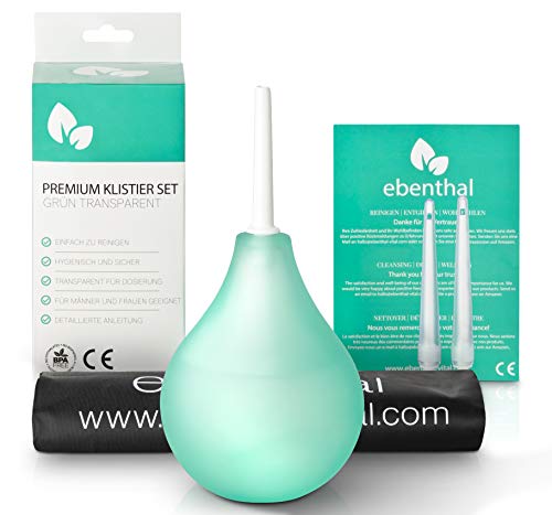 Enema Medico Bulbo de Silicona Premium EBENTHAL VITAL® • Suave, Seguro y Cómoda Ducha Médica • Color Transparente • Juego Completo para Lavado Anal y Lavado Vaginal con Instrucciones