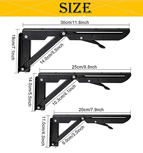 Escuadra Plegable Mesa de Pared,Escuadra Abatible para Mesa, soporte de bricolaje, para mesa de trabajo, banco de ahorro de espacio, paquete de 2 ，300CM