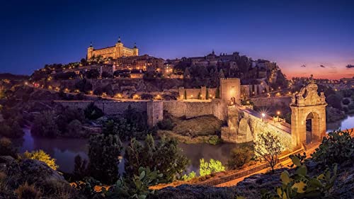 España Toledo Noche Ciudad Puente Río Pintura Por Números Diy Lienzo Único Kit De Pintura Al Óleo Pintura Digital