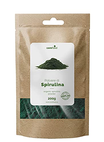 Espirulina ecológica en polvo 200gr Carefood 100% Orgánica | Alga Spirulina Platensis Apta para veganos | Superalimento Ecológico