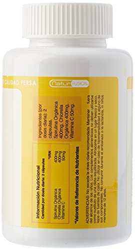 Espirulina Pura con Chlorella y Vitamina C | Espirulina con 99% de pureza | Fuente rica en Vitaminas esenciales, Proteínas, Minerales y Aminoácidos | 100 Cápsulas