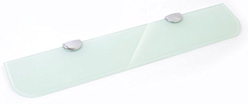 Estante de cristal blanco templado de 400 mm x 100 mm, 6 mm de grosor, para baño, dormitorio, oficina, con gran acabado cromado