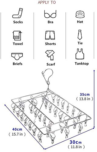 Estante de secado de calcetines de acero inoxidable, gancho giratorio a prueba de viento colgador de ropa para calcetines, ropa interior, plantillas de zapatos, ropa de bebé, guantes