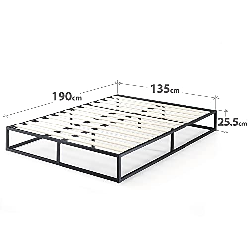 Estructura de cama metálica ZINUS Joseph 25 cm | Base para colchón | Somier de láminas de madera | Almacenamiento debajo de la cama | 135 x 190 cm | Negro