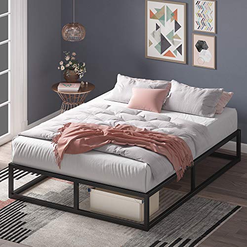 Estructura de cama metálica ZINUS Joseph 25 cm | Base para colchón | Somier de láminas de madera | Almacenamiento debajo de la cama | 135 x 190 cm | Negro