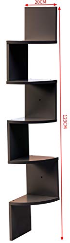 Etnicart - Estantería esquinera de madera MDF wenge de pared 20 x 20 x 120 cm para libros, objetos, estantería de pared, estantes, entrada, salón, dormitorio, baño