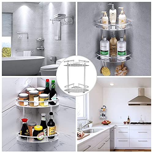 Evaduol Estanteria Ducha sin Taladros Estante Ducha de Esquina Aluminio Espacial y Matte Finish, Estantería Baño de Esquina con Autoadhesivo, Rinconera Estante Baño sin Taladros