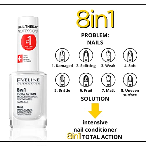 Eveline Cosmetics Acondicionador para uñas 8 en 1, 12 ml