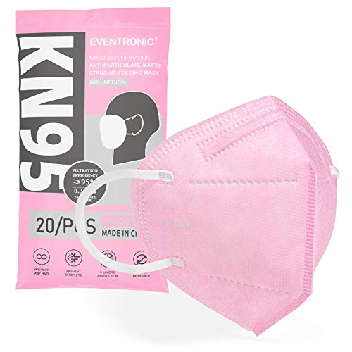 Eventronic- Mascarilla FFP2/KN95 5-Layer Protective Face Mask, CE Certified,Rosa (20pcs/Box)